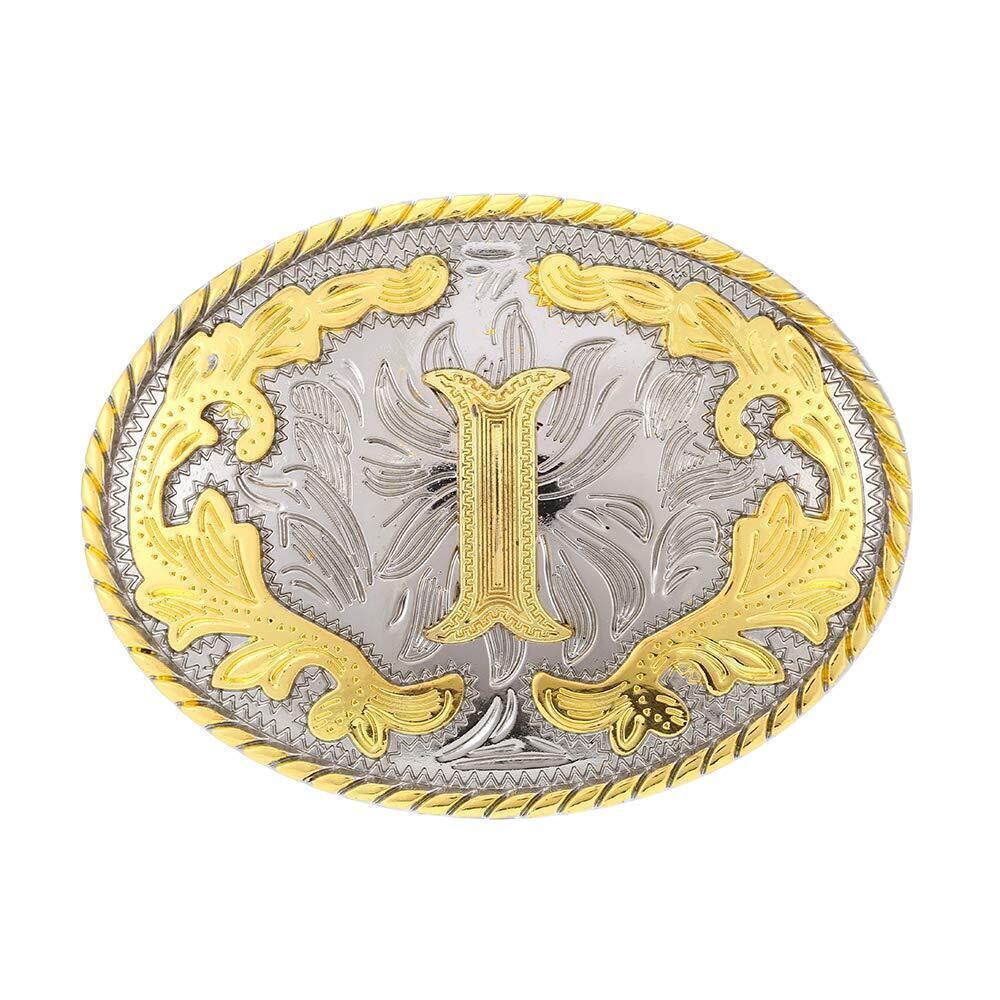 5104 Western Belt Buckle Initial Letters ABCDEFG to Y-Cowboy Rodeo Gold